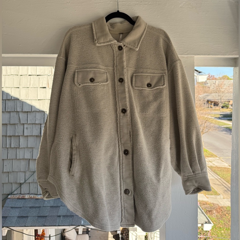 Free People Shacket Ruby Jacket Stone Grey